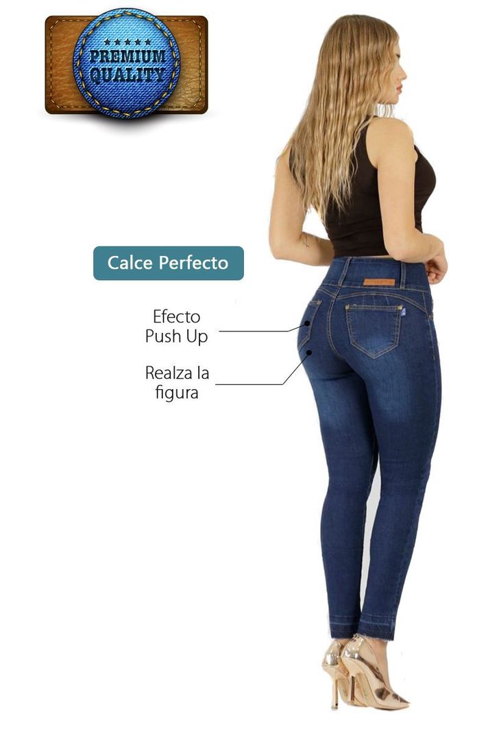 Jeans Pitillo Push Up Levanta Cola Corte Colombiano Calce Perfecto Full Elasticados-1