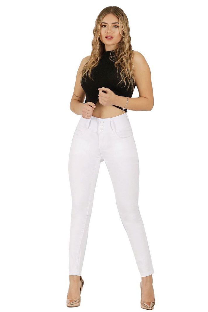 Jeans Pitillo Push Up Levanta Cola Corte Colombiano Calce Perfecto Elasticados-0