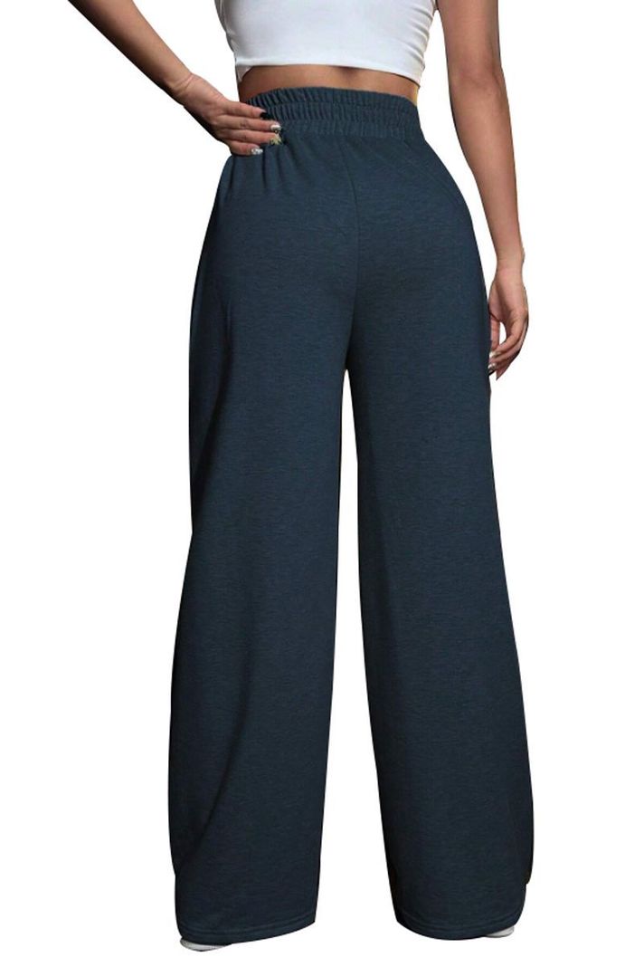 Pantalón Buzo Algodón Palazzo Con Polar Elasticados Wide Leg -1