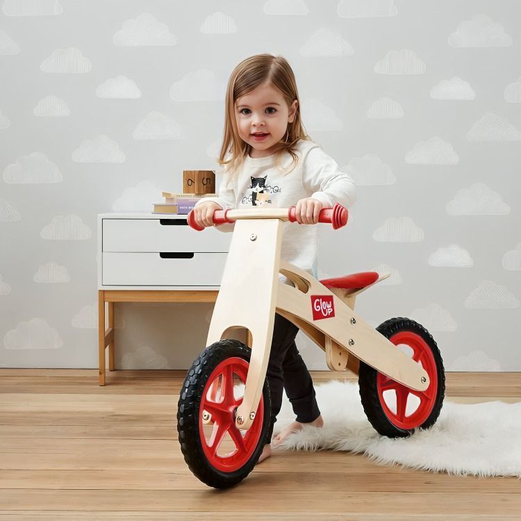 Bicicleta Infantil Madera Roja Glowup-1