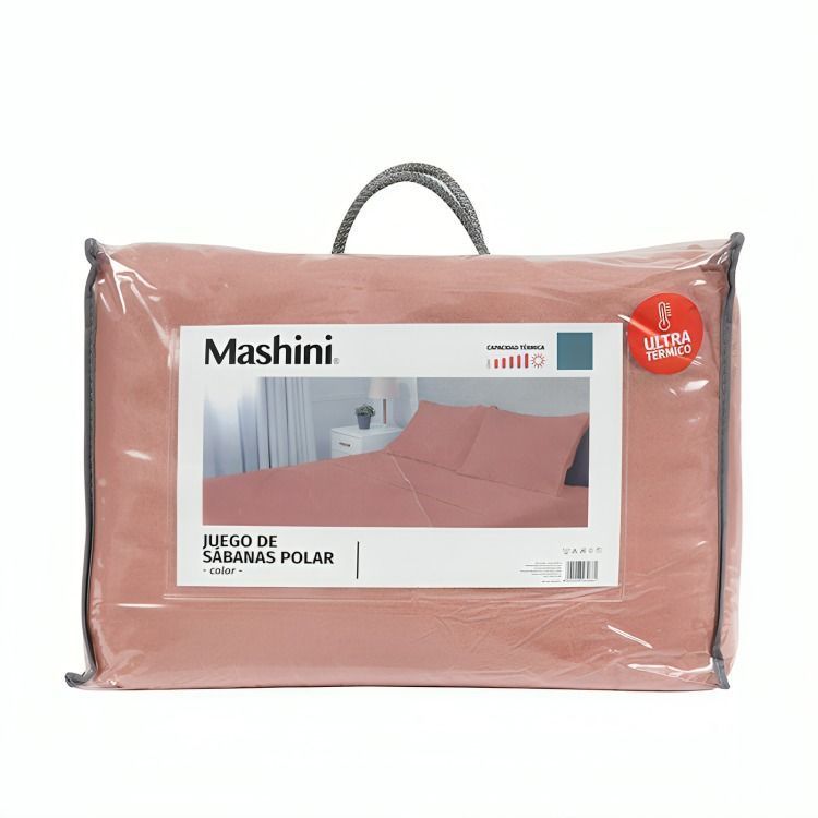 Juego de Sabanas Polar Lisa 1.5 Plazas / Coral  Mashini
