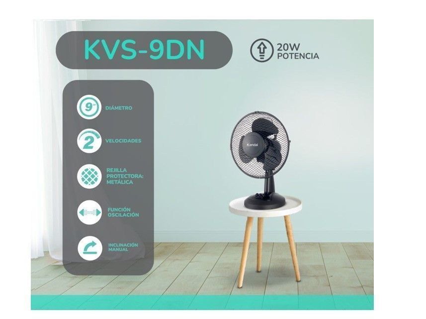 Ventilador de Sobremesa 9 Pulgadas Kendal KVS-9DN Negro-3