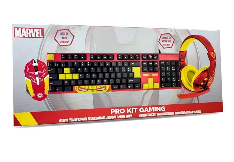 Kit Gamer Marvel Iron Man 3 En 1 Teclado+mouse+audifonos-4
