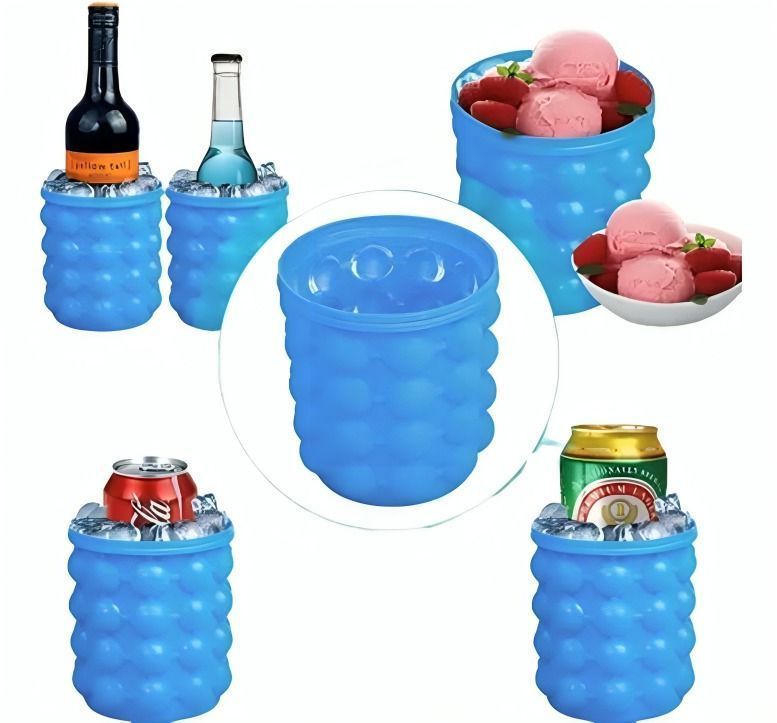 Hielera Contenedor de Hielo Enfría Vaso Botella Portátil de Silicona-1