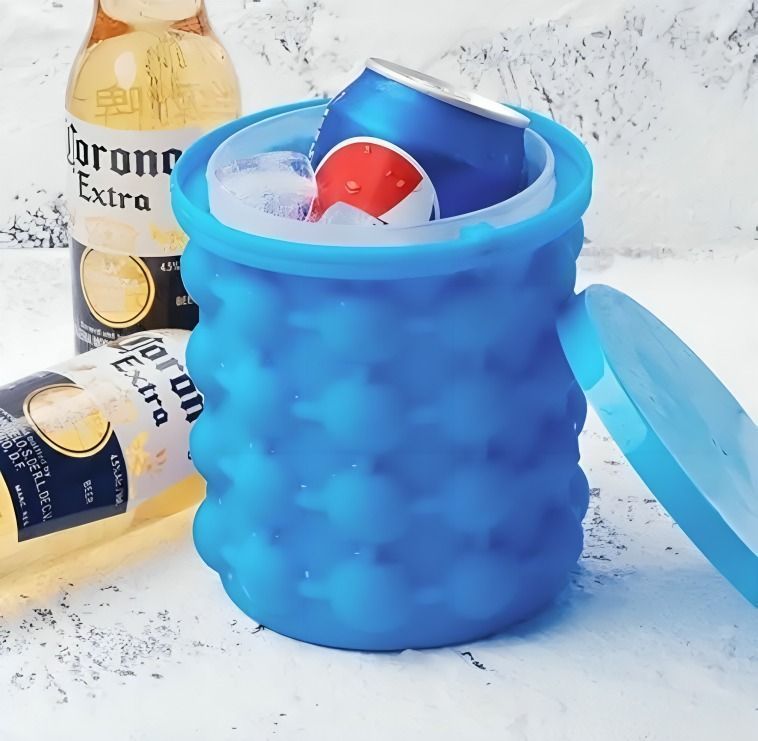 Hielera Contenedor de Hielo Enfría Vaso Botella Portátil de Silicona-2