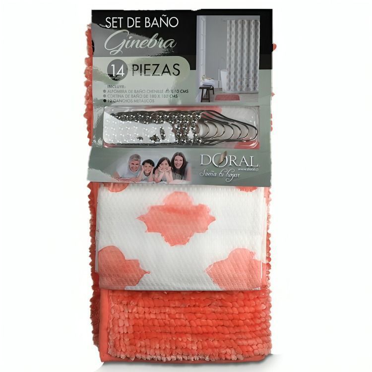 Set de Bano 14 Piezas Ginebra / Silueta Coral  Doral