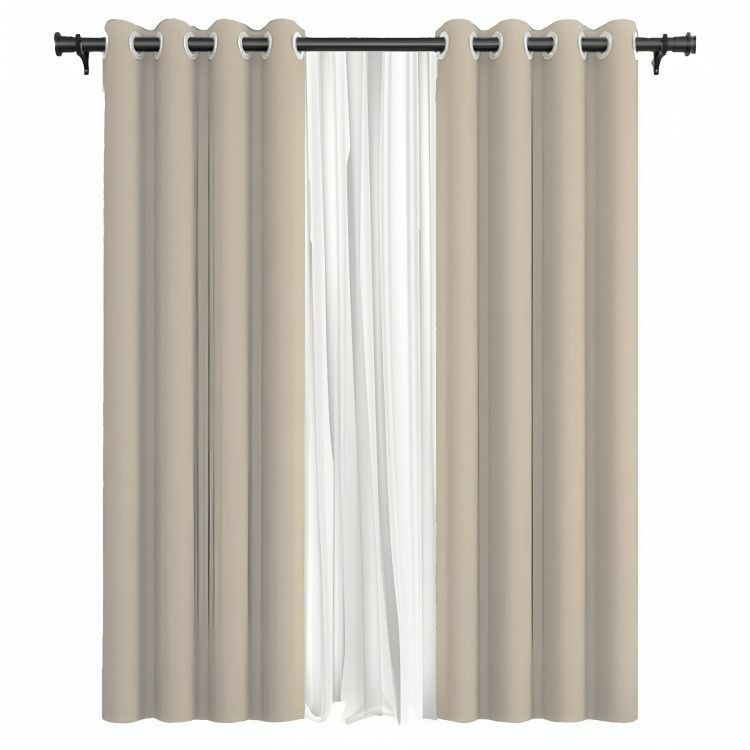 Cortina de Tela Blackout + Velo Vincenzi 140x220 Beige-1