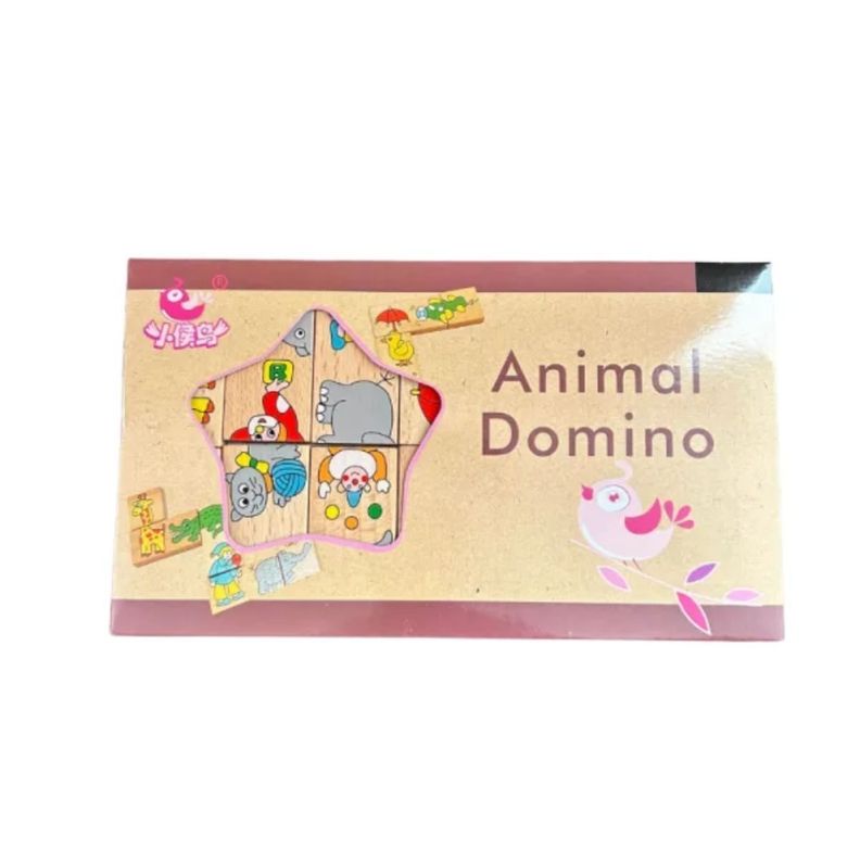 Domino Madera Animales Juego Didactico Para Niños-0
