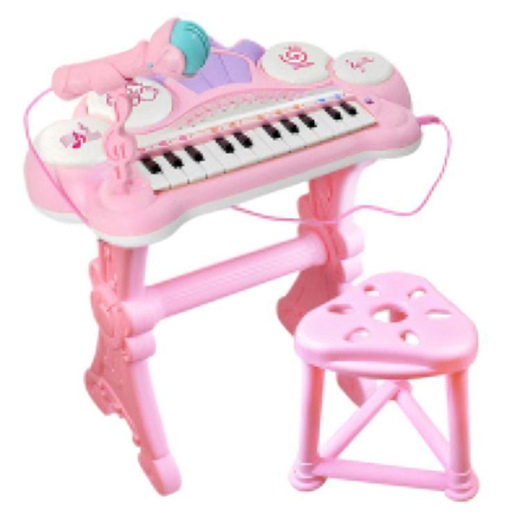 Teclado Electrónico Piano Para Niños Musical Con Micrófono-Rosa-1