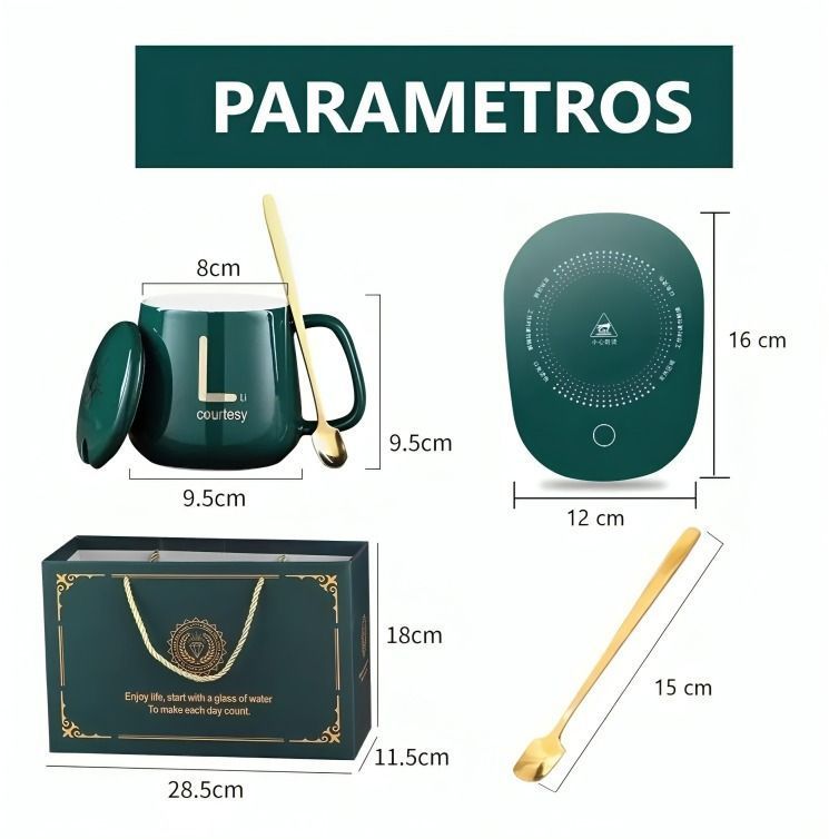 TAZA DE CAFÉ Y PLATO CON CALENTAMIENTO VERDE-2