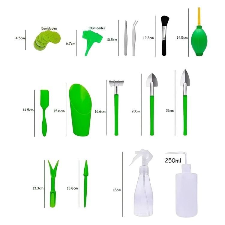 Kit Mini Herramientas Plantas Jardinería Suculentas 15piezas-1