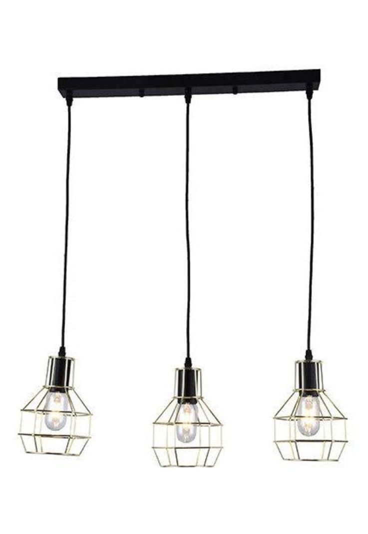 Lámpara Colgante Kratia 3 Luces Cafe Oro-0