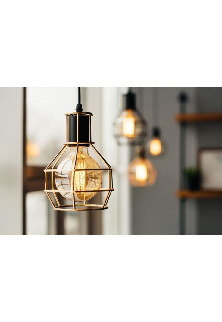 Lámpara Colgante Kratia 3 Luces Cafe Oro-1