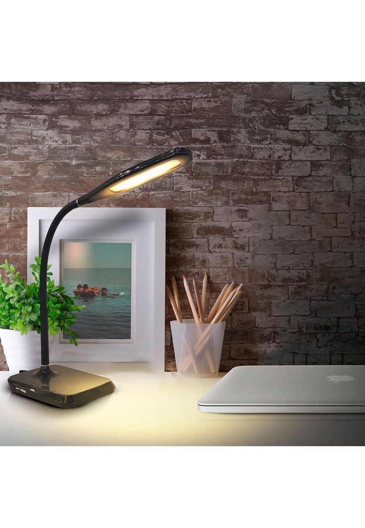 Lámpara Escritorio Tiber Led 5W Touch Cargador USB Negro-1