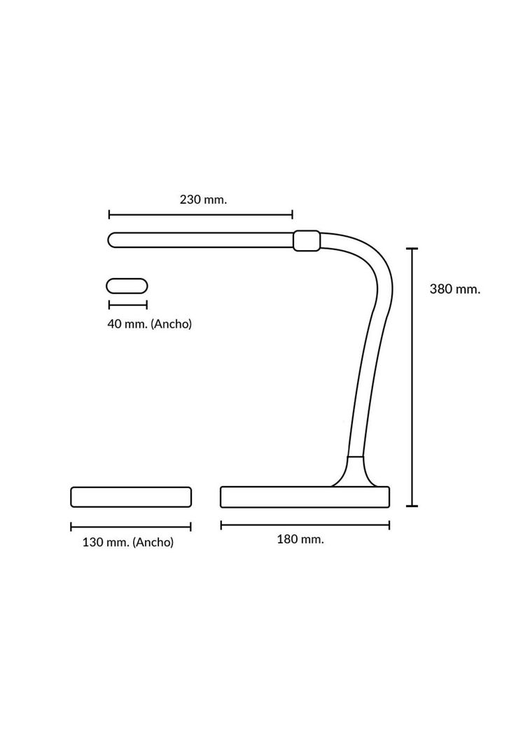 Lámpara Escritorio Tiber Led 5W Touch Cargador USB Negro-5