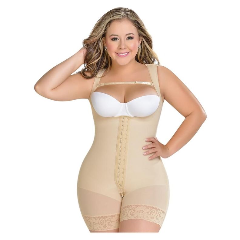 Faja Media Pierna Colombiana 2 Hileras de Broches con Bretel Grueso F-0065 MyD-0