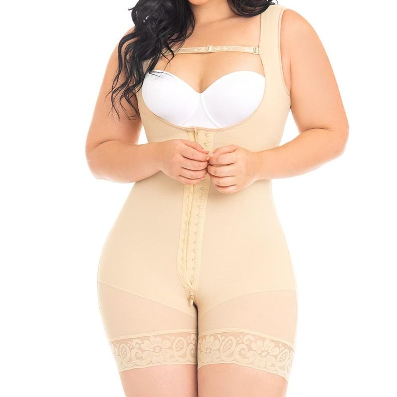 Faja Media Pierna Colombiana 2 Hileras de Broches con Bretel Grueso F-0065 MyD-4