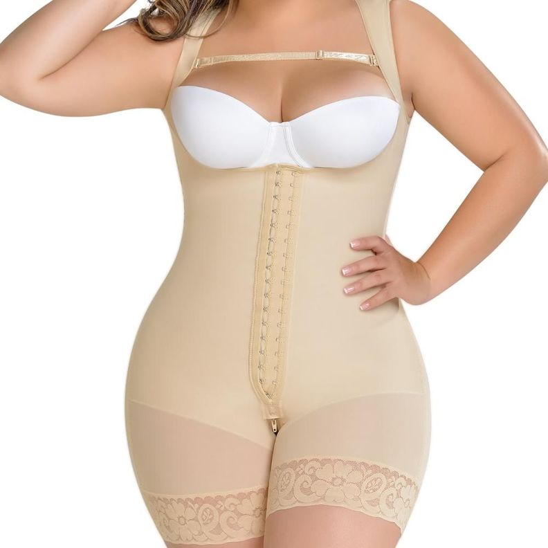 Faja Media Pierna Colombiana 2 Hileras de Broches con Bretel Grueso F-0065 MyD-5