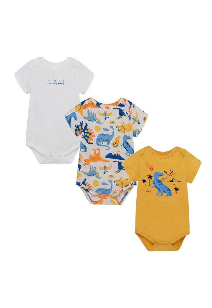 Set x3 de Pilucho Body manga corta para recién nacido niño-0
