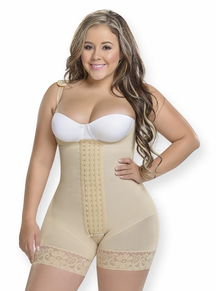 Faja Media Pierna Colombiana de 4 Hileras de Broches y Bretel Delgado F-0083 MyD-2