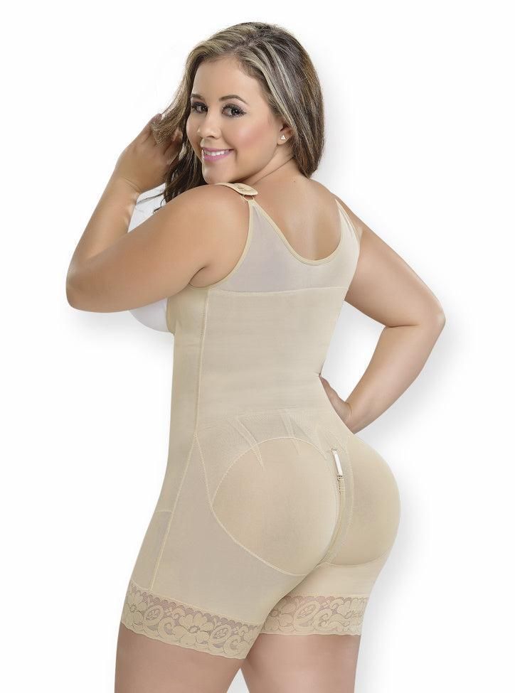 Faja Media Pierna Colombiana de 4 Hileras de Broches y Bretel Delgado F-0083 MyD-3