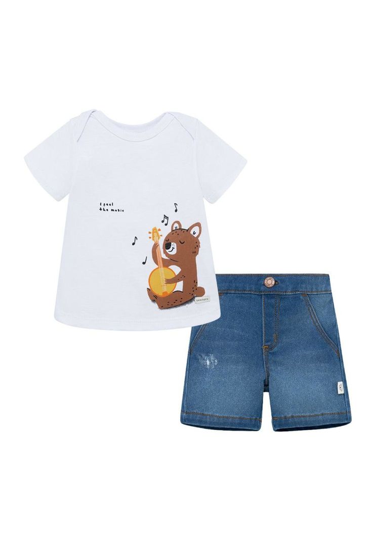 Conjunto Offcorss polera y bermuda para recien nacido nino
