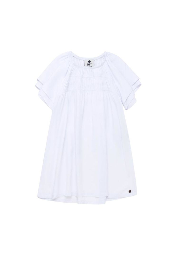 Vestido blanco manga corta bebé niña-0
