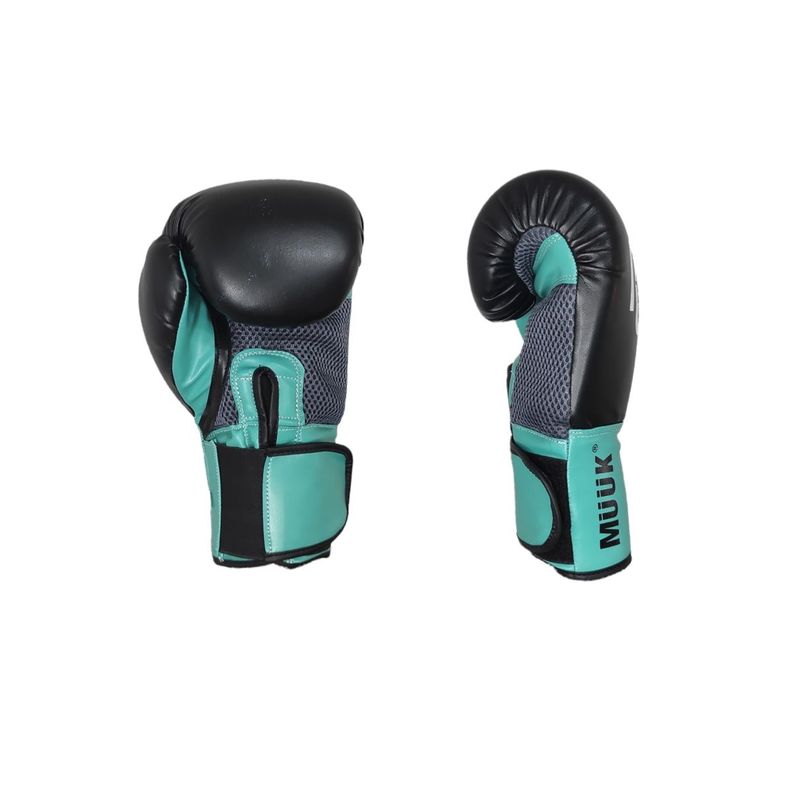 Guante De Box Pu Impact Muuk Negro-Turquesa Talla 8 onzas-1