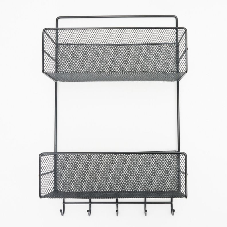Cesta Organizador Estante Metal 2 Niveles Soporte Adhesivo-0