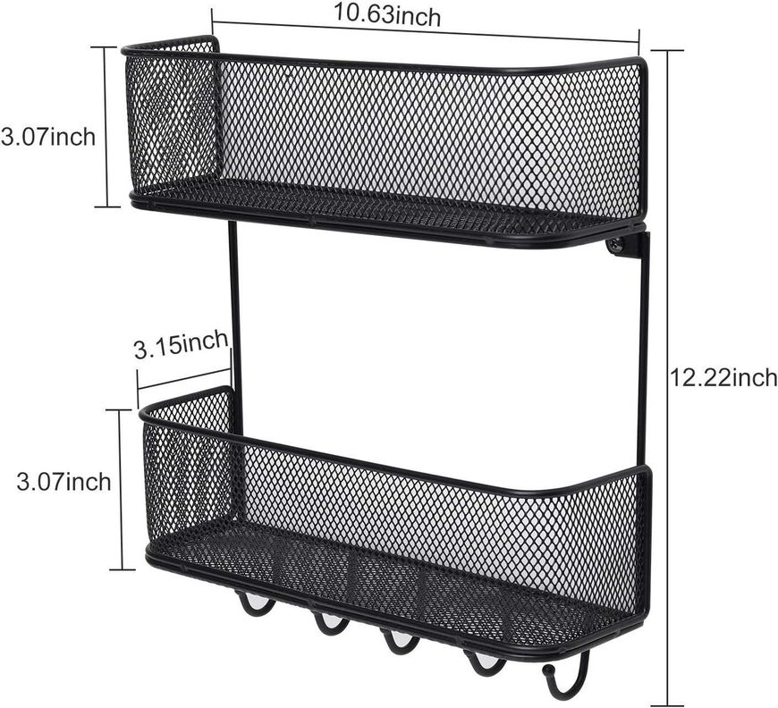 Cesta Organizador Estante Metal 2 Niveles Soporte Adhesivo-5