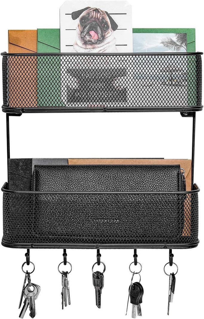 Cesta Organizador Estante Metal 2 Niveles Soporte Adhesivo-6