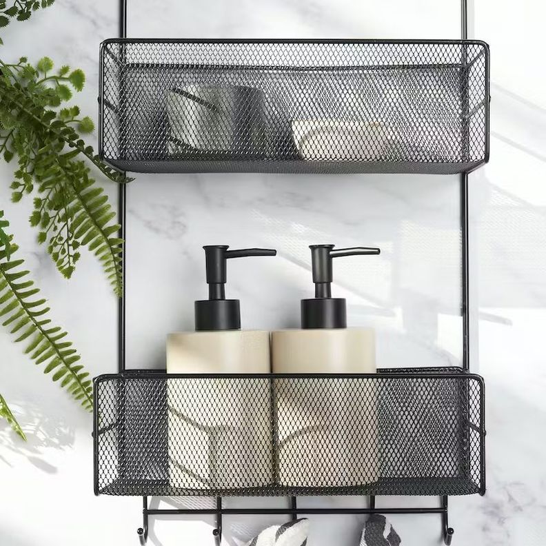 Cesta Organizador Estante Metal 2 Niveles Soporte Adhesivo-7