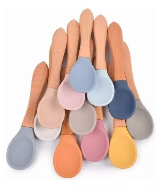 Set Comida Bebé Silicona Babero Tenedor Cuchara Va-2