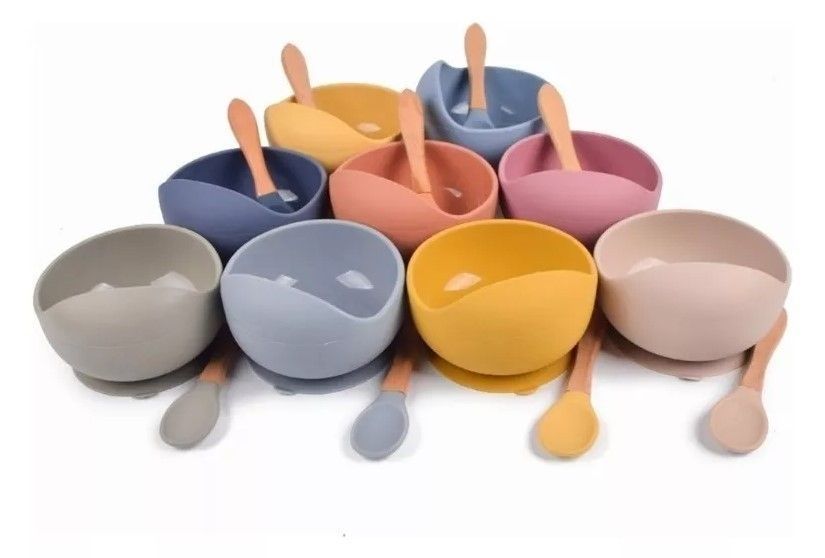 Set Comida Bebé Silicona Babero Tenedor Cuchara Va-3