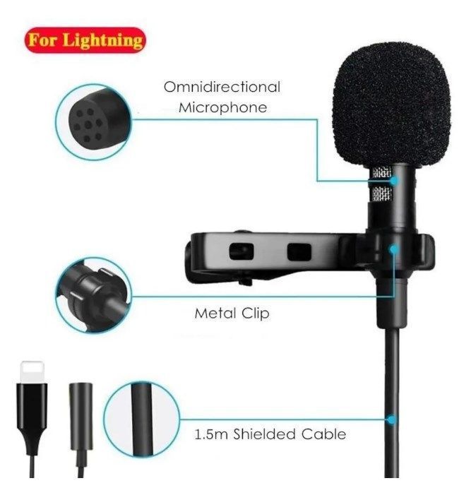 Micrófono Condensador Lavalier Solapa Para Lightning +aux3.5-1