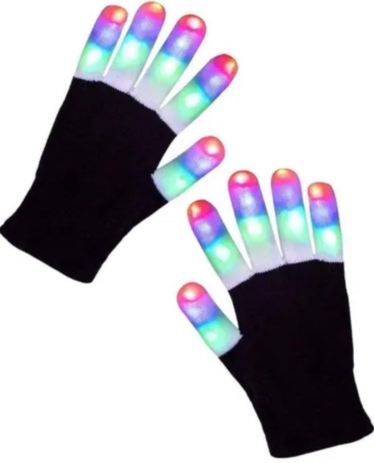 Guantes Mágicos Luces Led Colores Rgb 6 Modos Iluminación-0