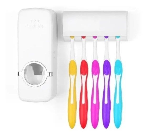 Dispensador De Crema Dental Y Porta Cepillo De 4 Divisiones-0