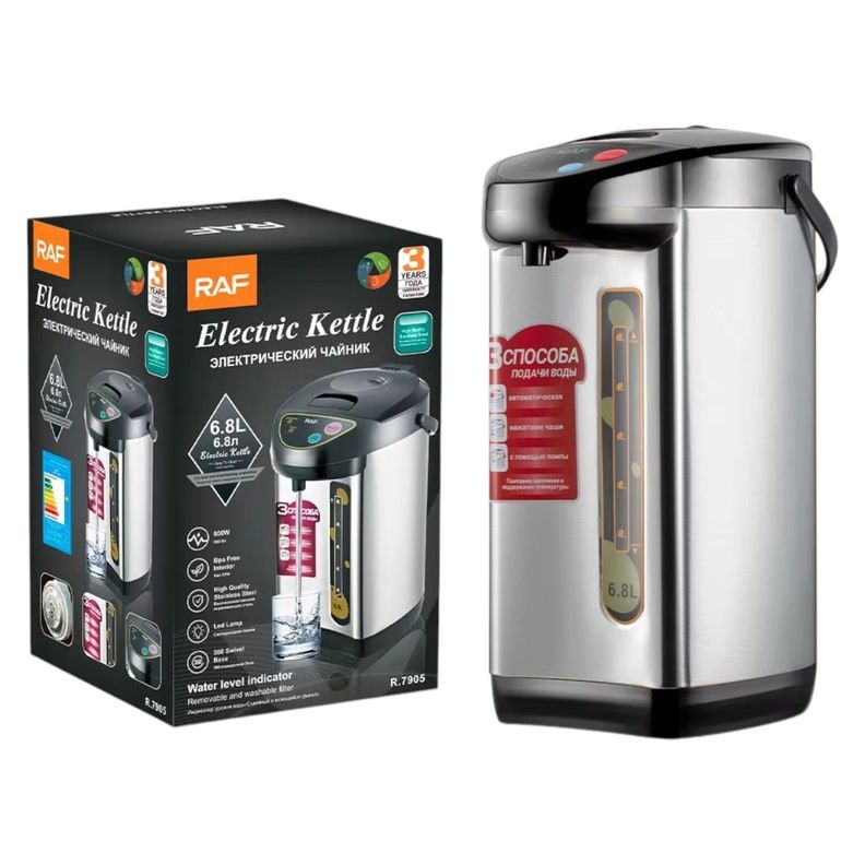Hervidor Agua Eléctrico Tetera Acero Inoxidable 6.8L RAF-1