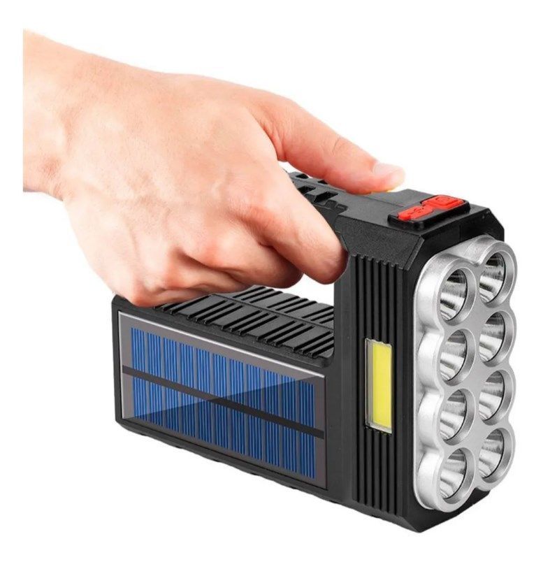 Linterna De Mano 8 Led Recargable Luz Solar + Usb-1