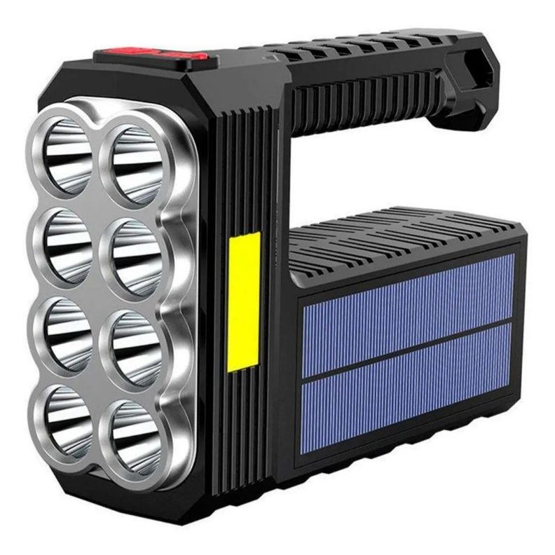 Linterna De Mano 8 Led Recargable Luz Solar + Usb-0