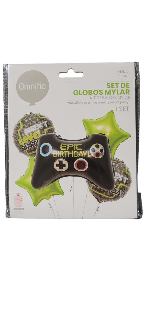 Set 5 Globos Gamer Flota Feliz Cumpleaños Decora Fiesta 69cm-2