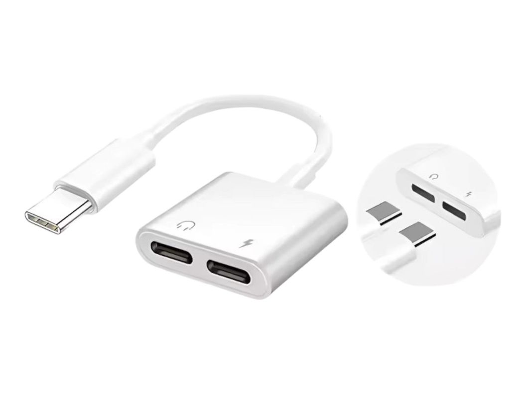 Adaptador Convertidor Conector 2 en 1 Audio TypeC 3.5mm IRM-4