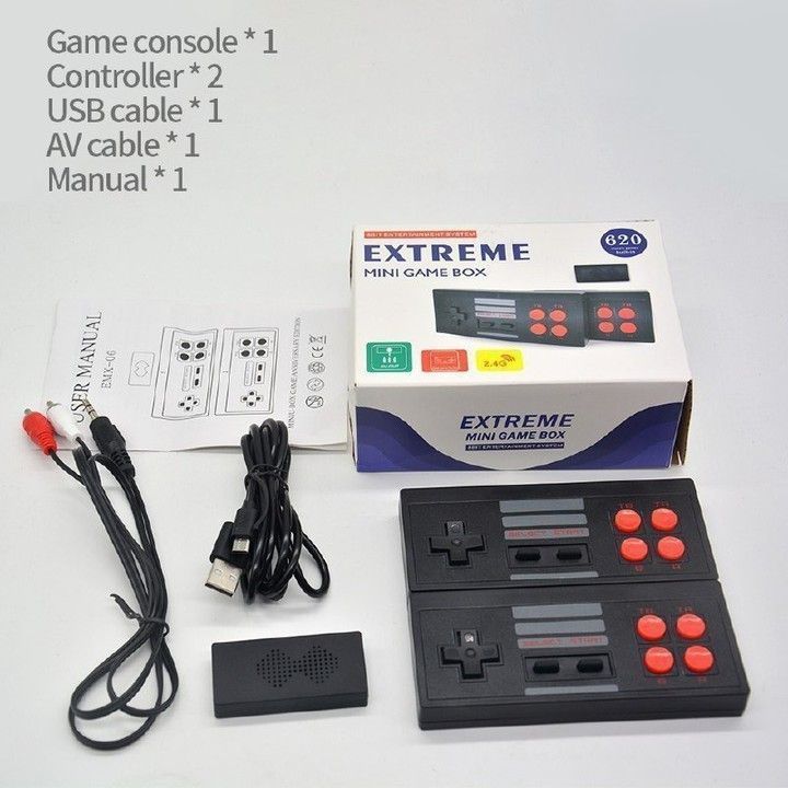 Mini Consola 620 Juegos Retro Salida AV Para TV 2 Mandos-1