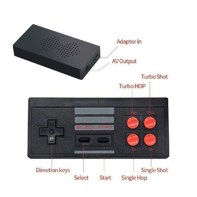 Mini Consola 620 Juegos Retro Salida AV Para TV 2 Mandos-2