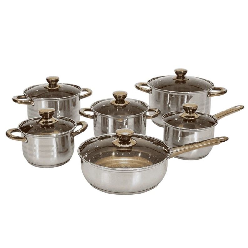 Juego Ollas Inoxidable Cocina Set 12 Piezas Antiadherente-3