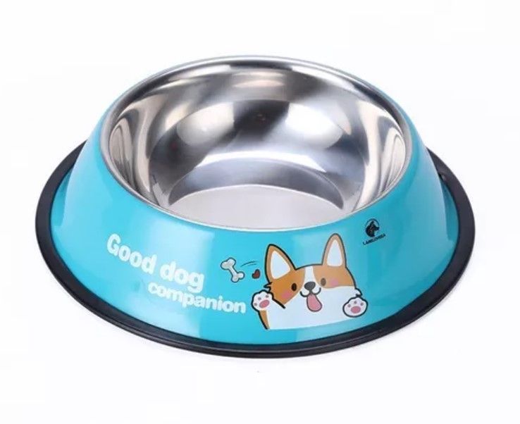 Plato Mascota Tazón Acero Inoxidable Diseño Comida Agua 20cm-0