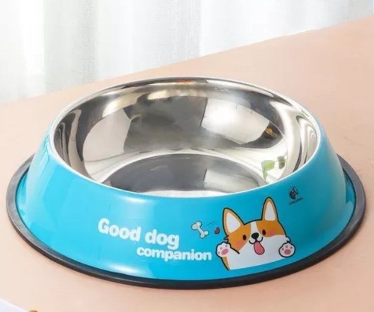 Plato Mascota Tazón Acero Inoxidable Diseño Comida Agua 20cm-1