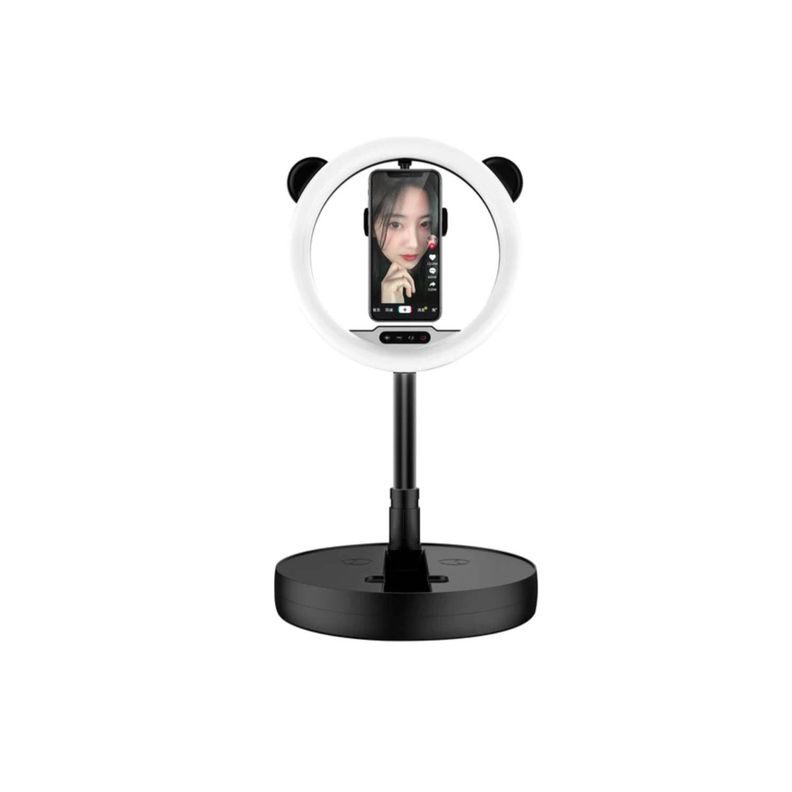 Aro Luz Led Plegable Soporte Celular Mesa Orejas Oso 28cm-0