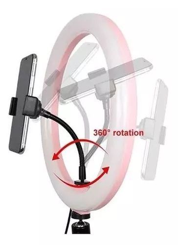 Aro Luz Led Plegable Soporte Celular Mesa Orejas Oso 28cm-4