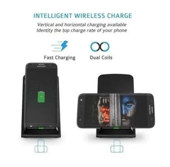 Cargador Inalámbrico Soporte Celular Smartphone Qi Rápida-2